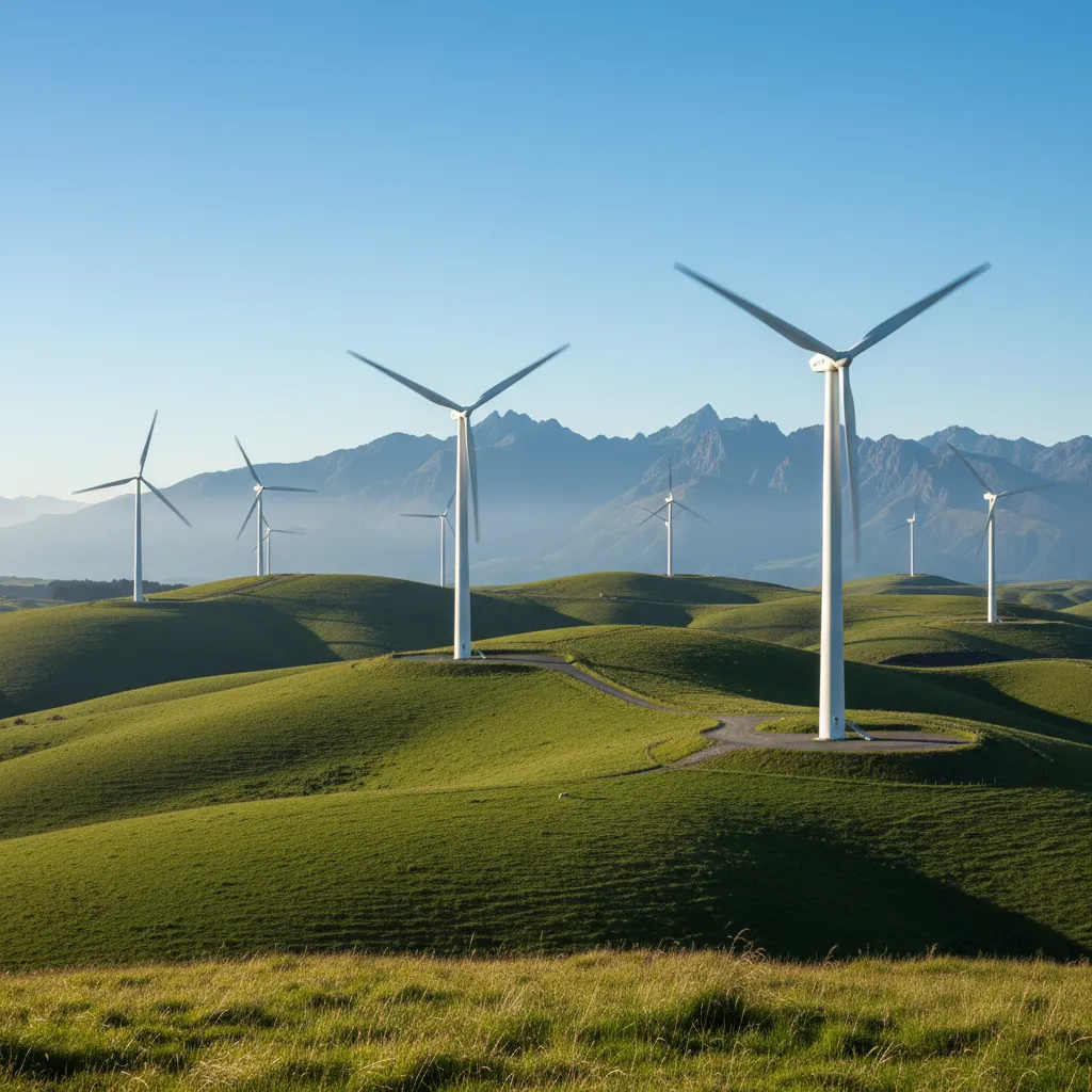 Sustainable energy infrastructure in New Zealand representing the transition to a low-carbon economy