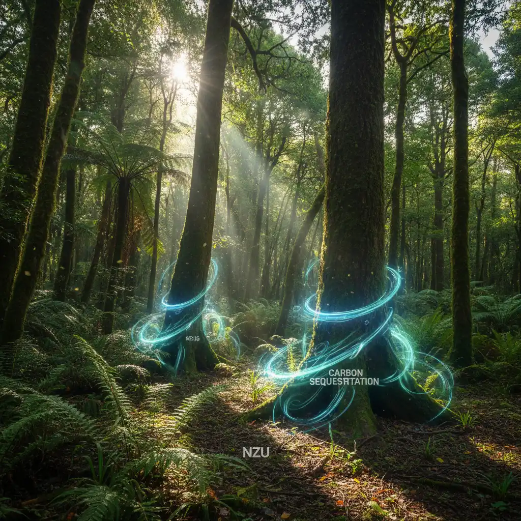 New Zealand native forest representing carbon sequestration and NZUs