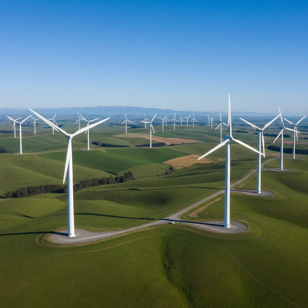 Wind farm in New Zealand representing renewable energy and low-carbon investment