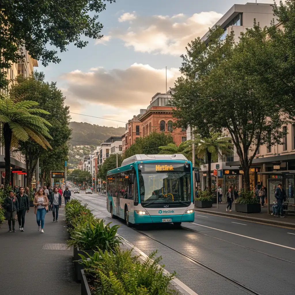 Electric bus in Wellington representing sustainable transport policy