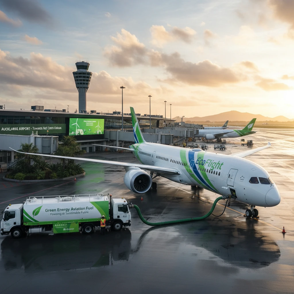 Sustainable aviation fuel refueling at Auckland Airport