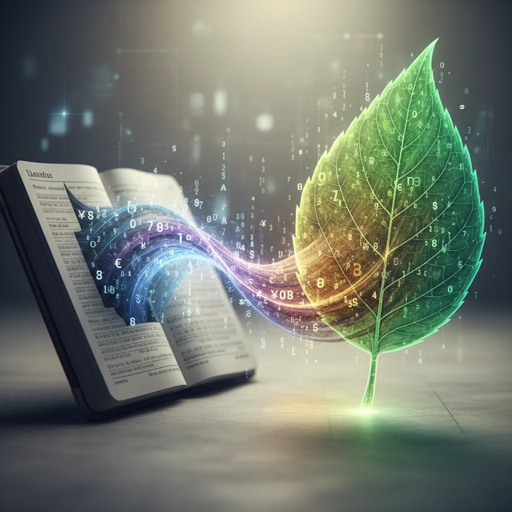 Conceptual image of financial data transforming into environmental insights