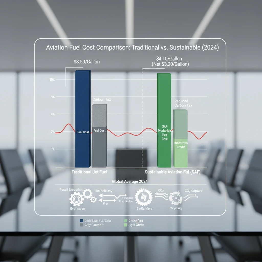 Cost comparison chart Jet A-1 vs SAF in NZ