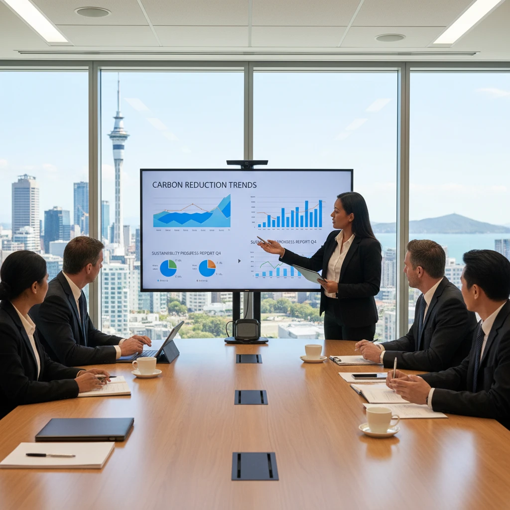 Auckland executives discussing ESG and sustainability strategy