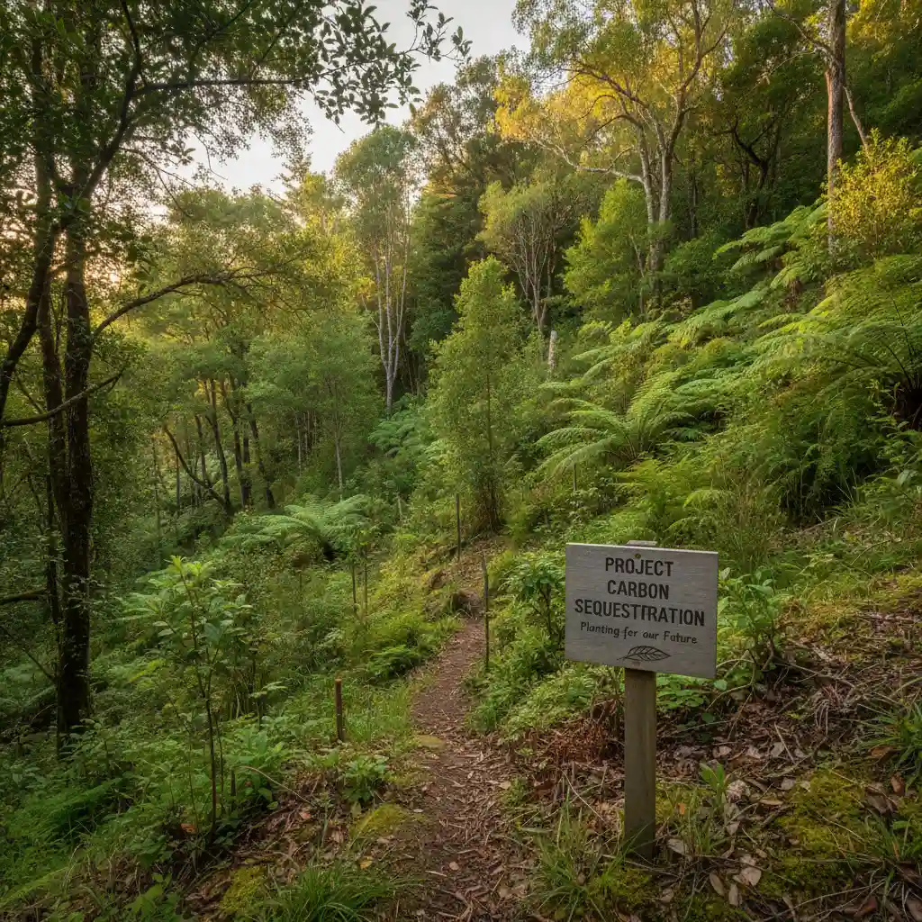 Native forest restoration project in New Zealand for carbon sequestration
