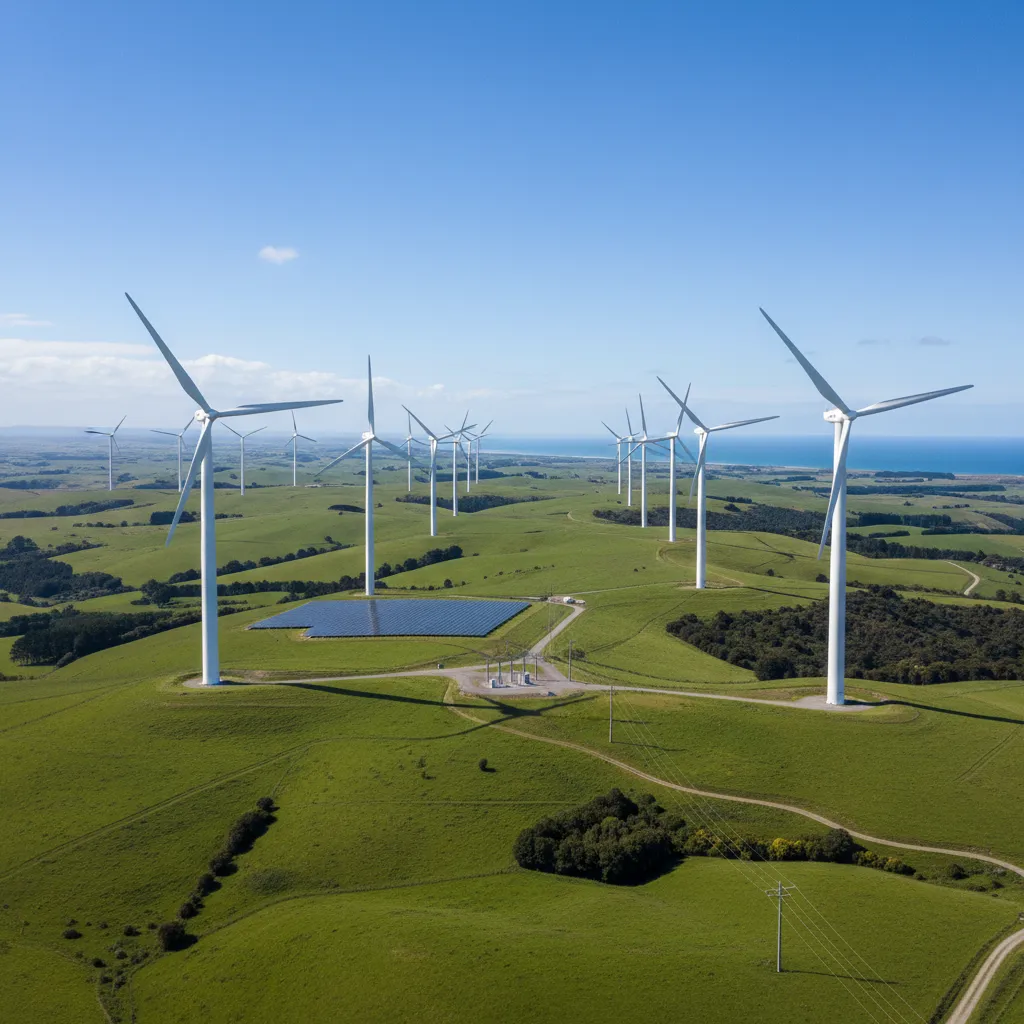 New Zealand wind farm representing the goal of carbon reduction for businesses
