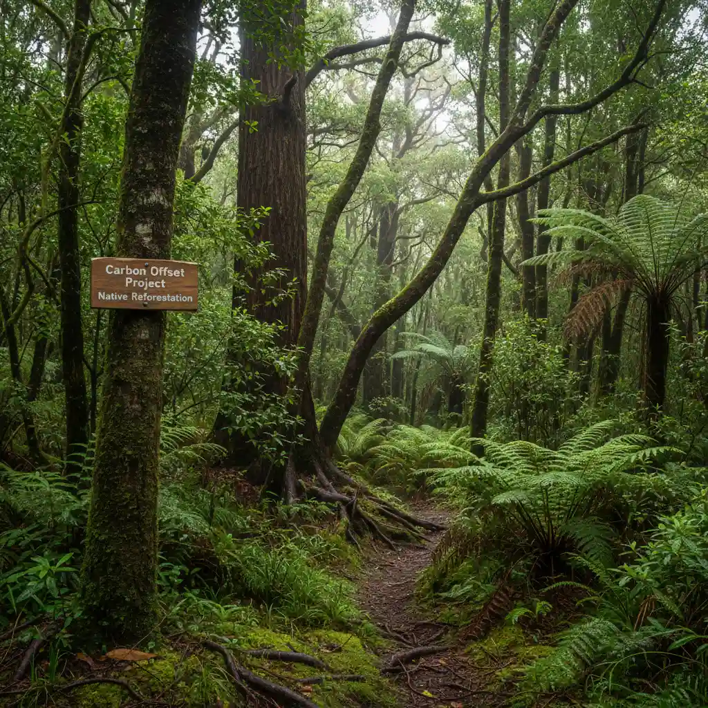 Native reforestation project for carbon offsetting in NZ