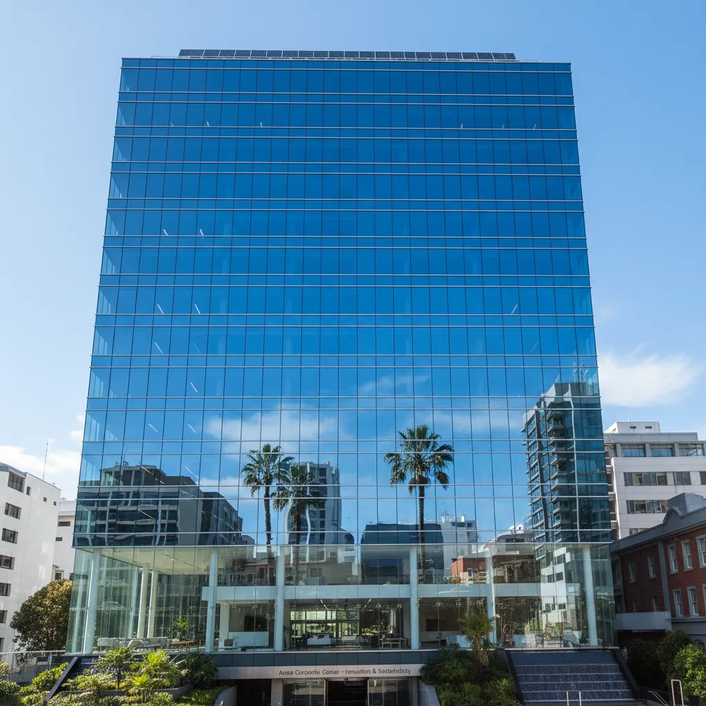 Modern corporate building in New Zealand representing climate reporting entities