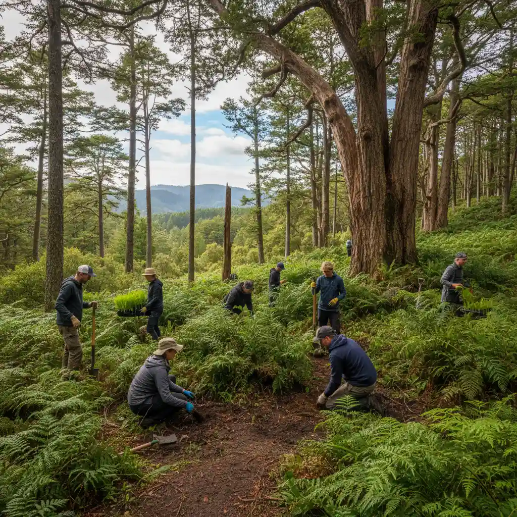 Native forest restoration in NZ illustrating nature-based climate solutions