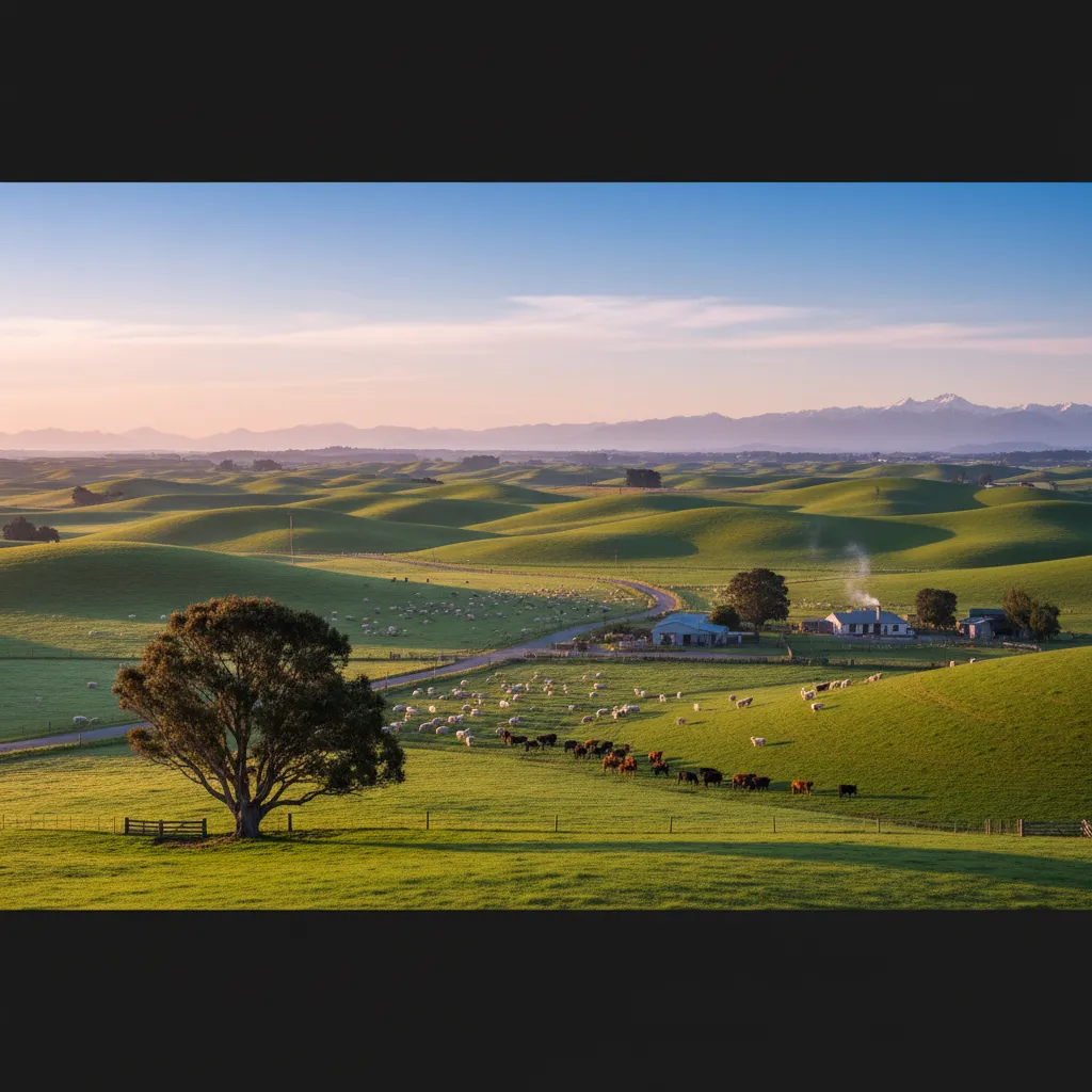 New Zealand pastoral farming landscape representing He Waka Eke Noa scope