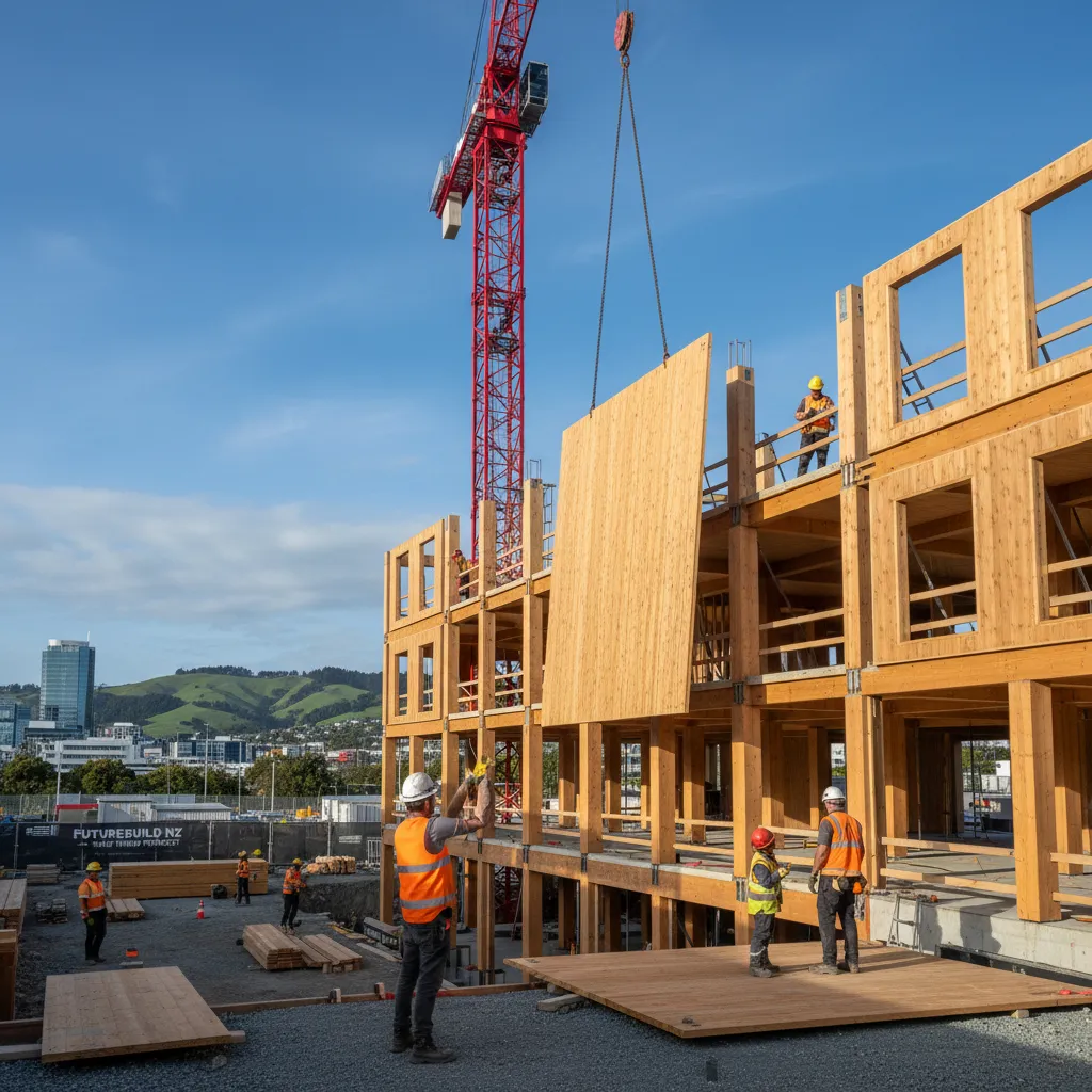 Mass timber construction site in New Zealand