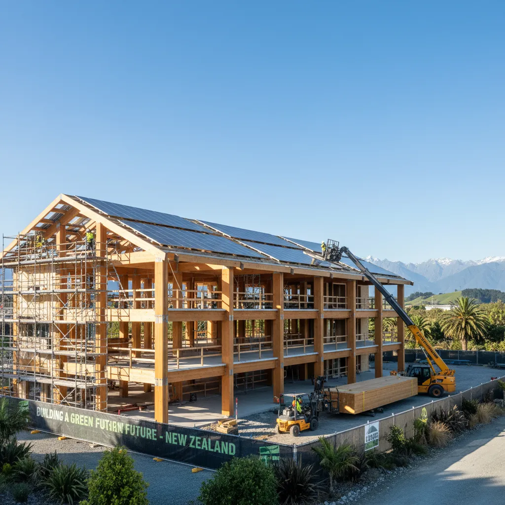 Sustainable construction site using zero-carbon materials in NZ
