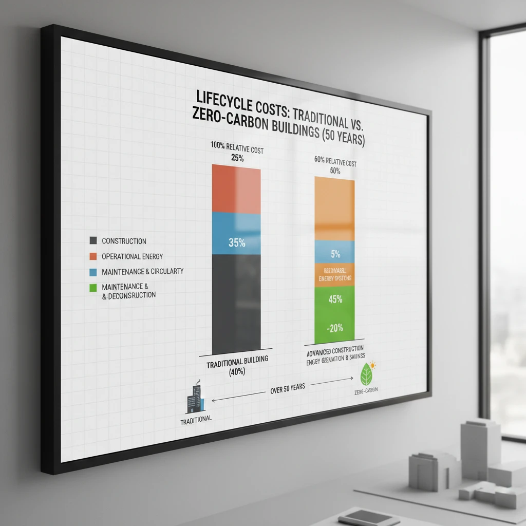 Lifecycle cost-benefit analysis chart for zero-carbon materials