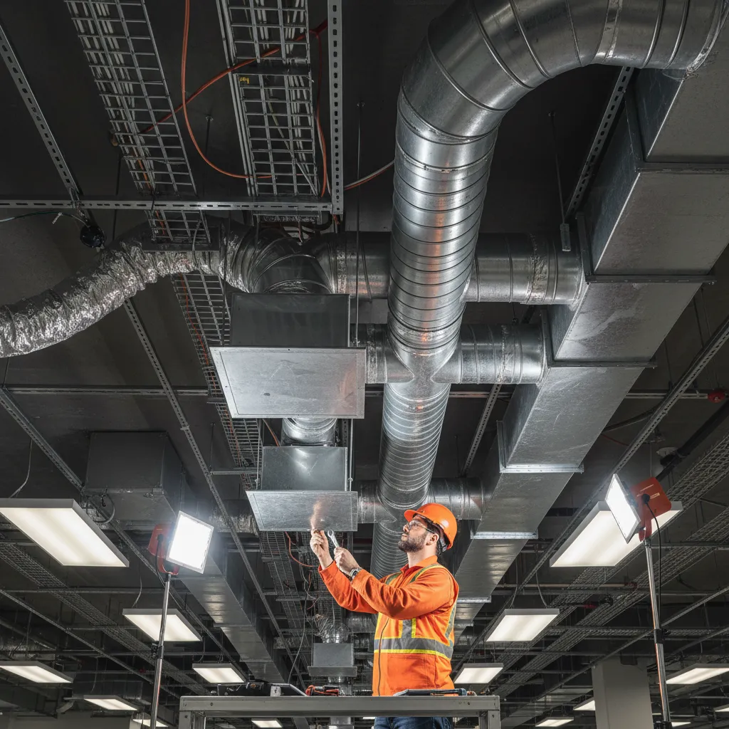 Professional HVAC maintenance in a New Zealand commercial facility
