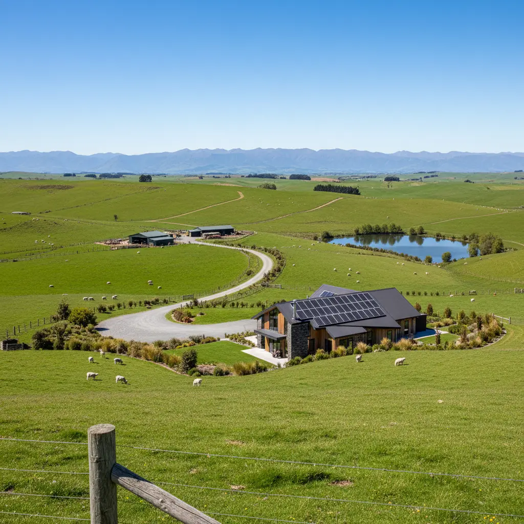 Sustainable New Zealand farm landscape