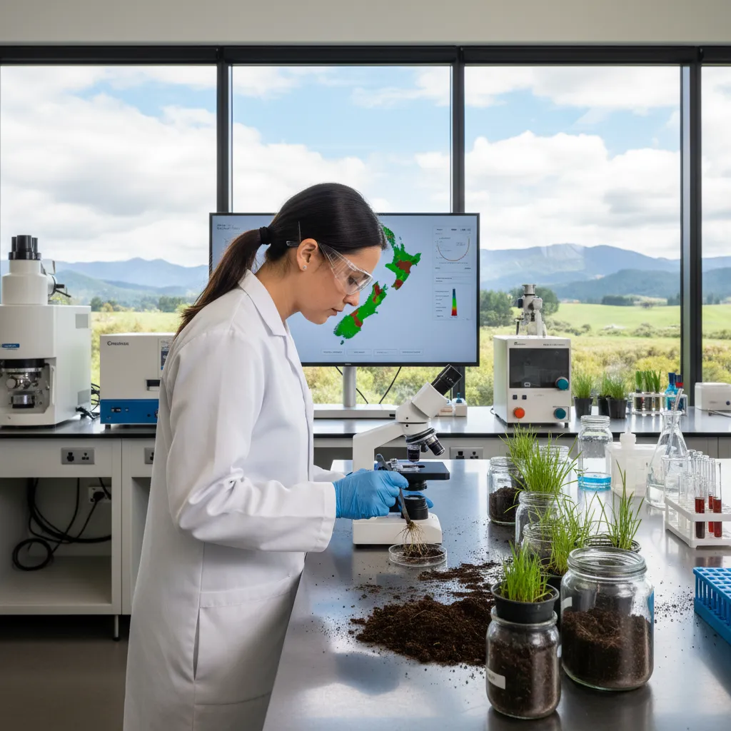 Agricultural scientist analyzing soil carbon sequestration