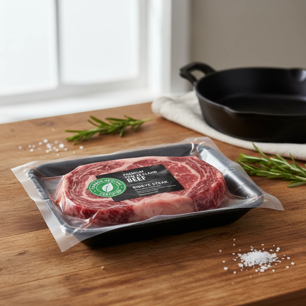 Carbon neutral certified New Zealand beef steak