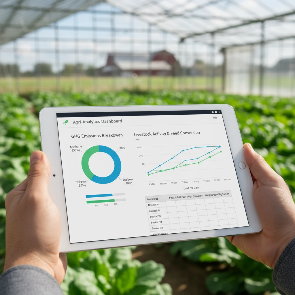 Digital farm management dashboard for carbon tracking
