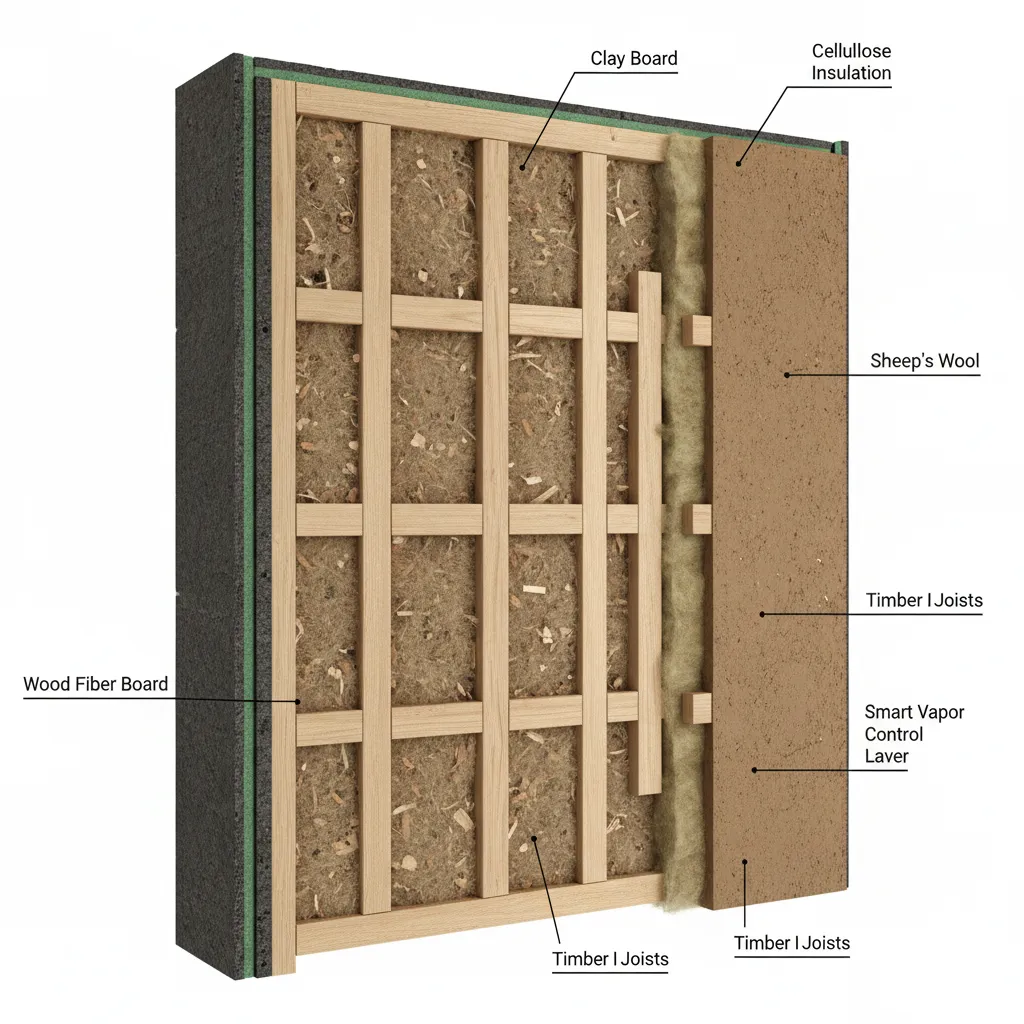 Cross-section of high-performance passive house insulation