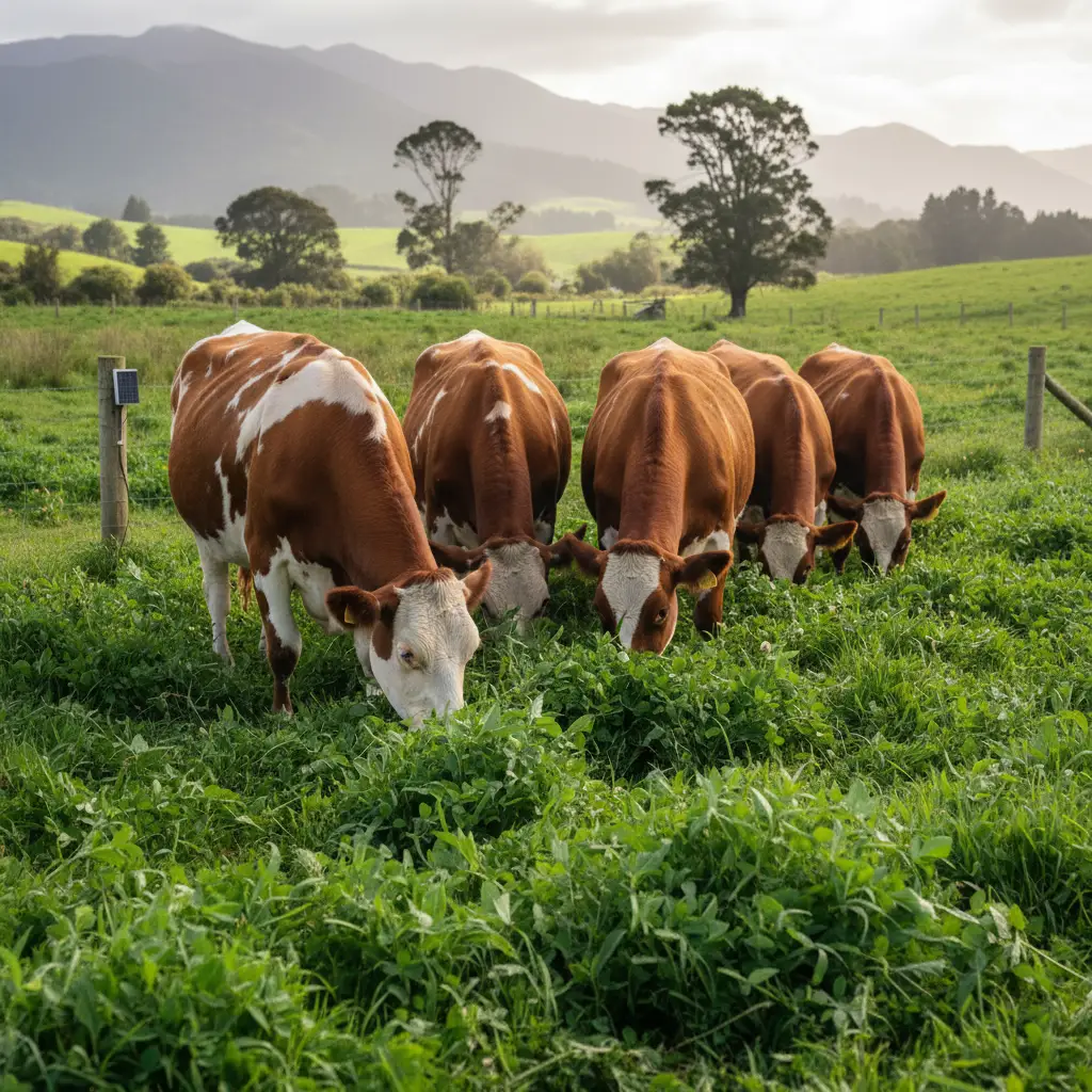 Cattle grazing in New Zealand representing biogenic methane sources