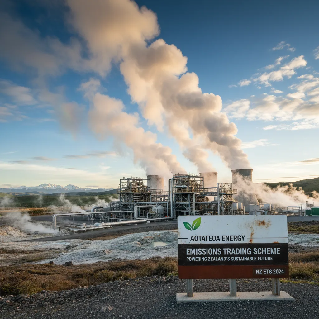 Geothermal power plant representing the energy sector in NZ ETS