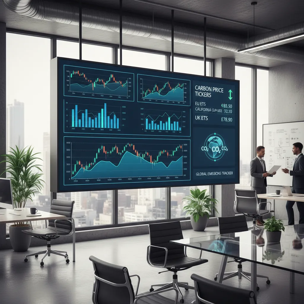 Digital carbon trading dashboard showing NZU price trends