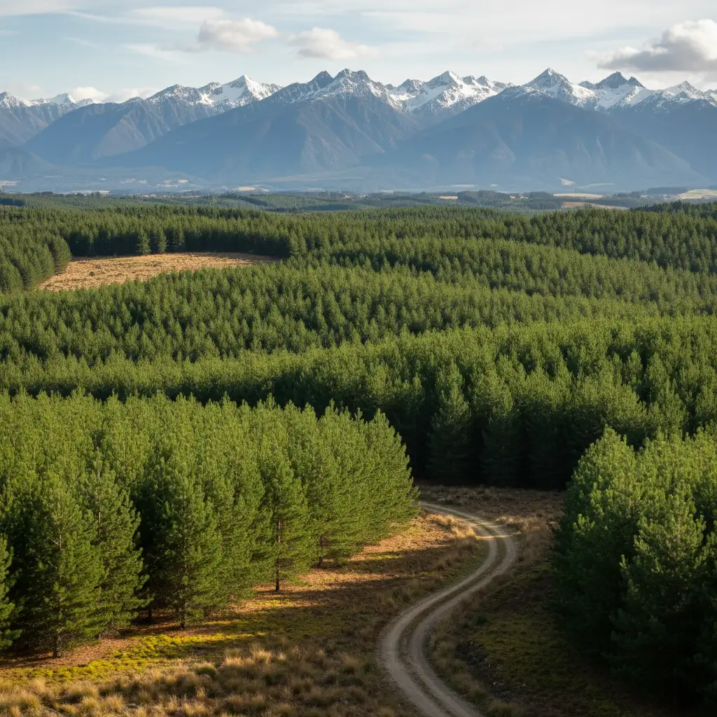 New Zealand Radiata pine plantation representing carbon sequestration assets