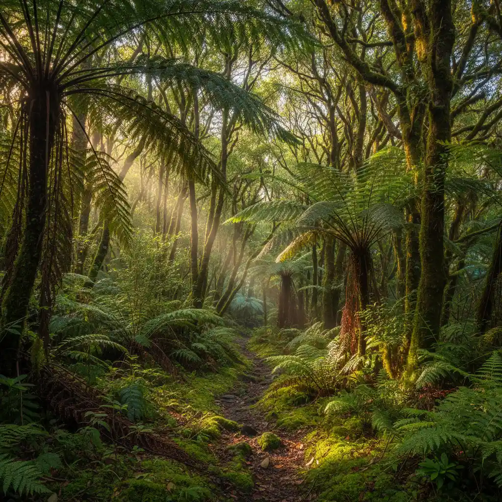 Native New Zealand forest representing carbon sequestration