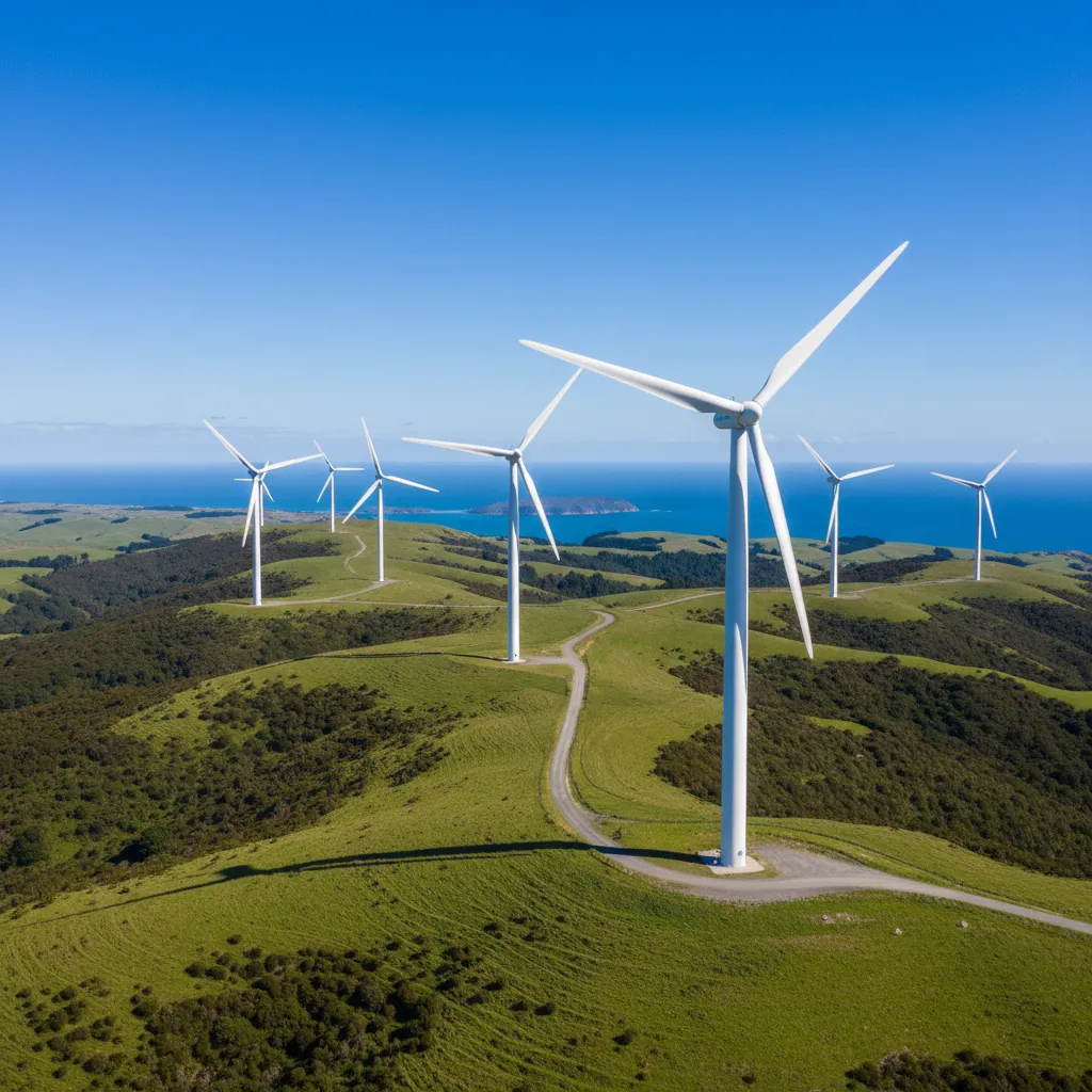 Wind turbines in New Zealand representing renewable energy growth