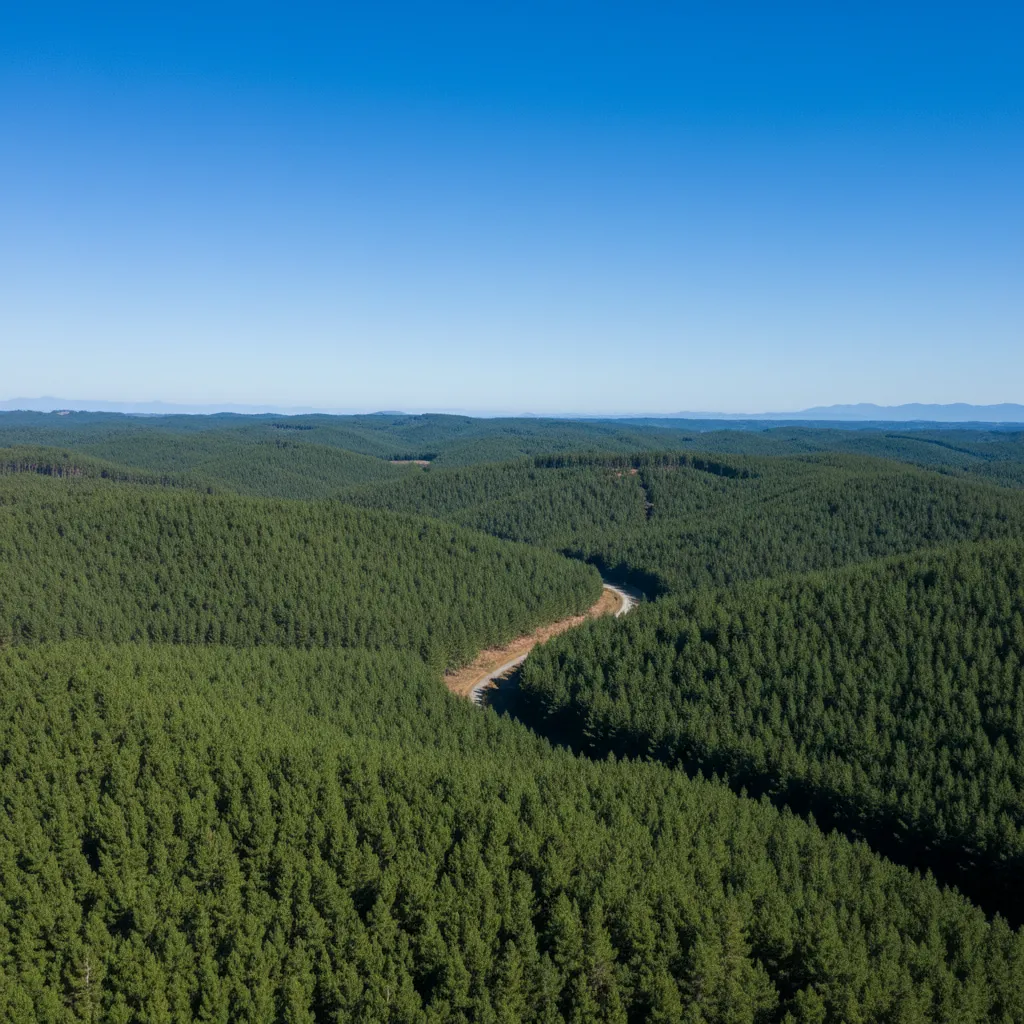 New Zealand forestry landscape representing carbon sequestration areas
