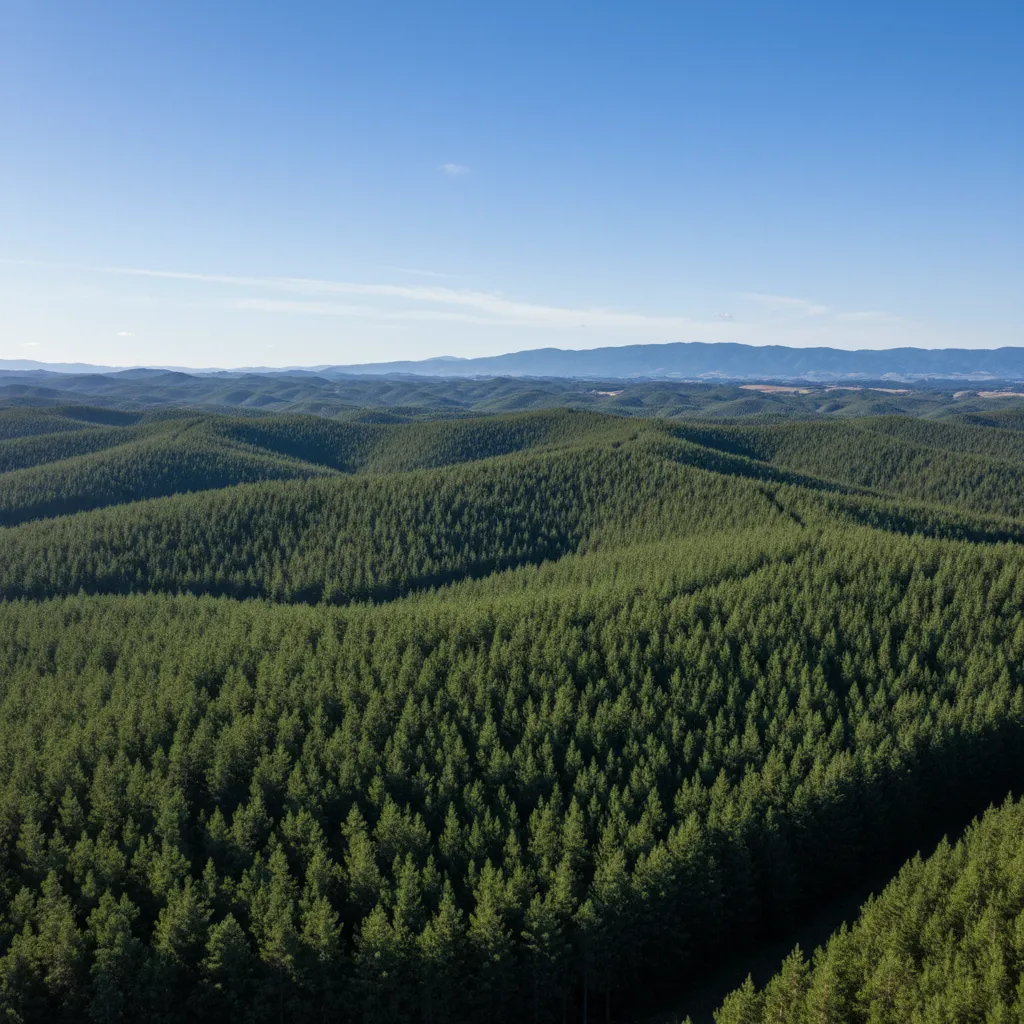 New Zealand pine plantation and forest land