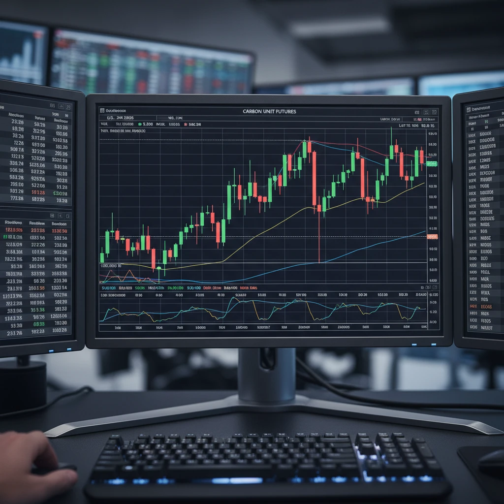 Carbon unit price fluctuations on a trading terminal