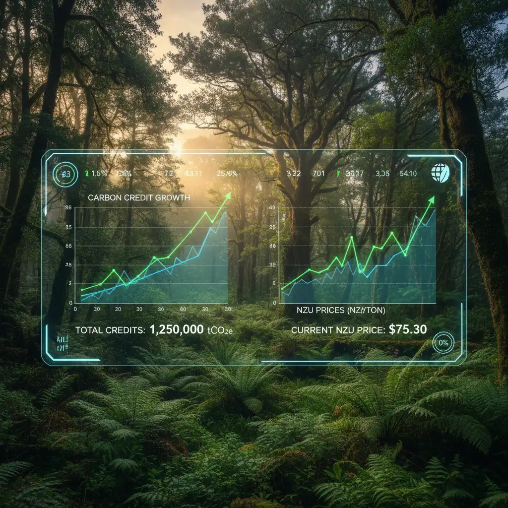 Financial tracking of carbon credits for small land parcels