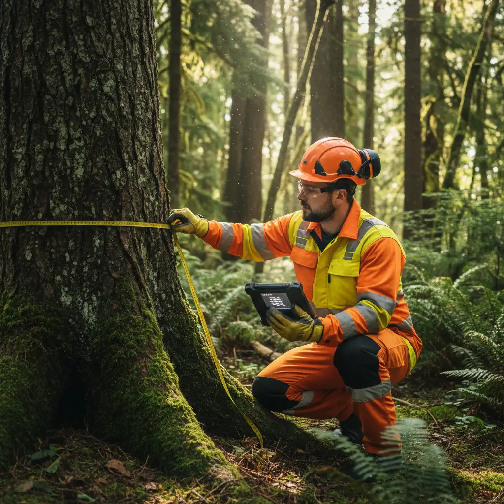 Forestry worker conducting Field Measurement Approach