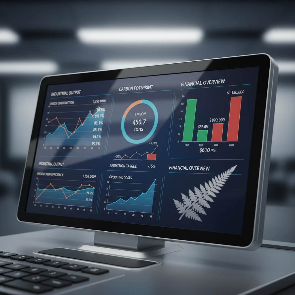 Digital dashboard calculating NZ ETS free allocation metrics
