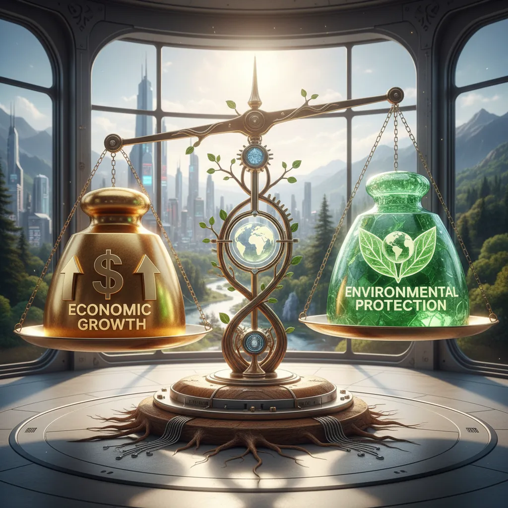 Conceptual scale balancing economy and environment in ETS