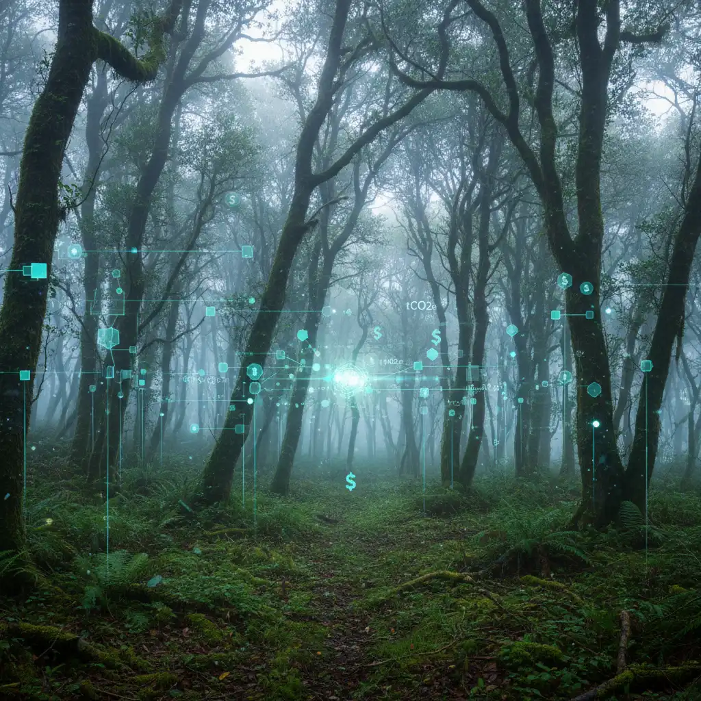 New Zealand native forest with carbon data overlay