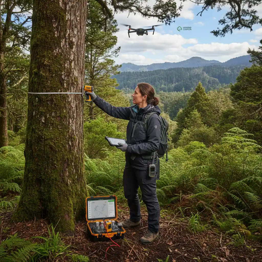 Scientist verifying carbon credits in New Zealand forest