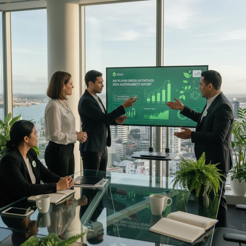 Corporate team reviewing sustainability strategy