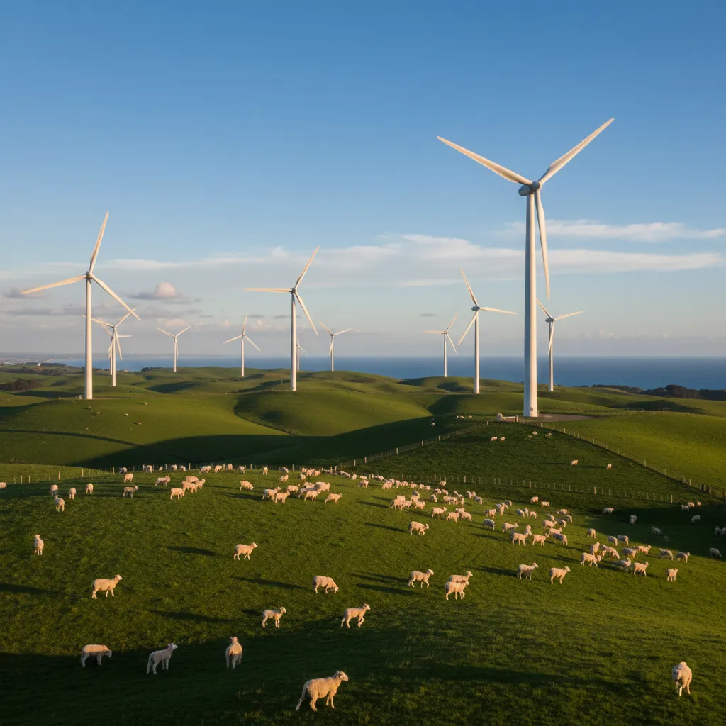 Wind farm on New Zealand farmland