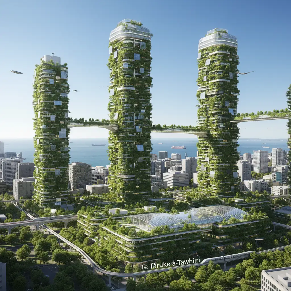 Auckland city skyline visualizing the Te Tāruke-ā-Tāwhiri climate goals