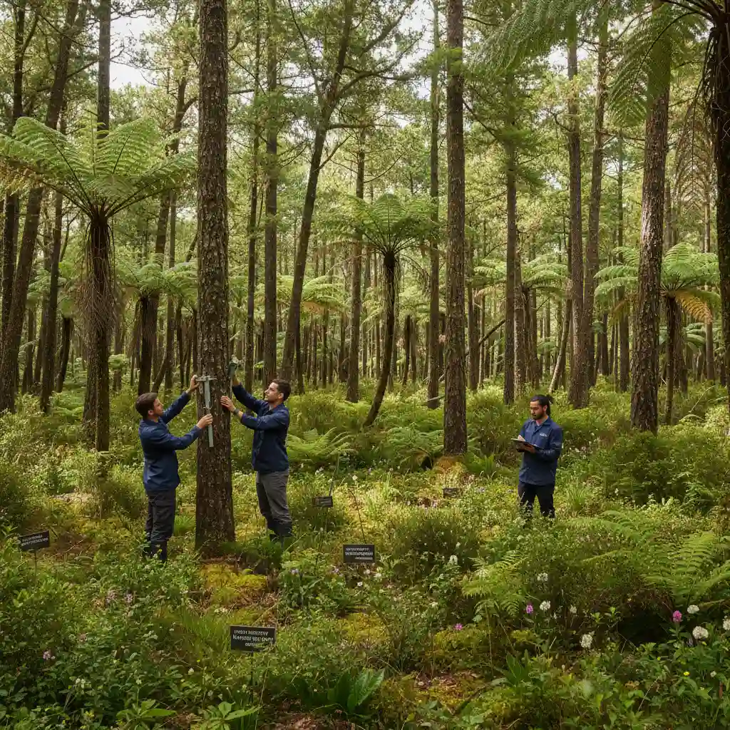Scientists monitoring a high-integrity reforestation carbon project
