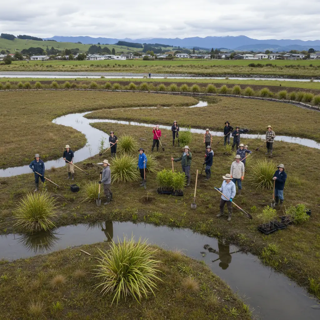 Community resilience project restoring wetlands in Auckland
