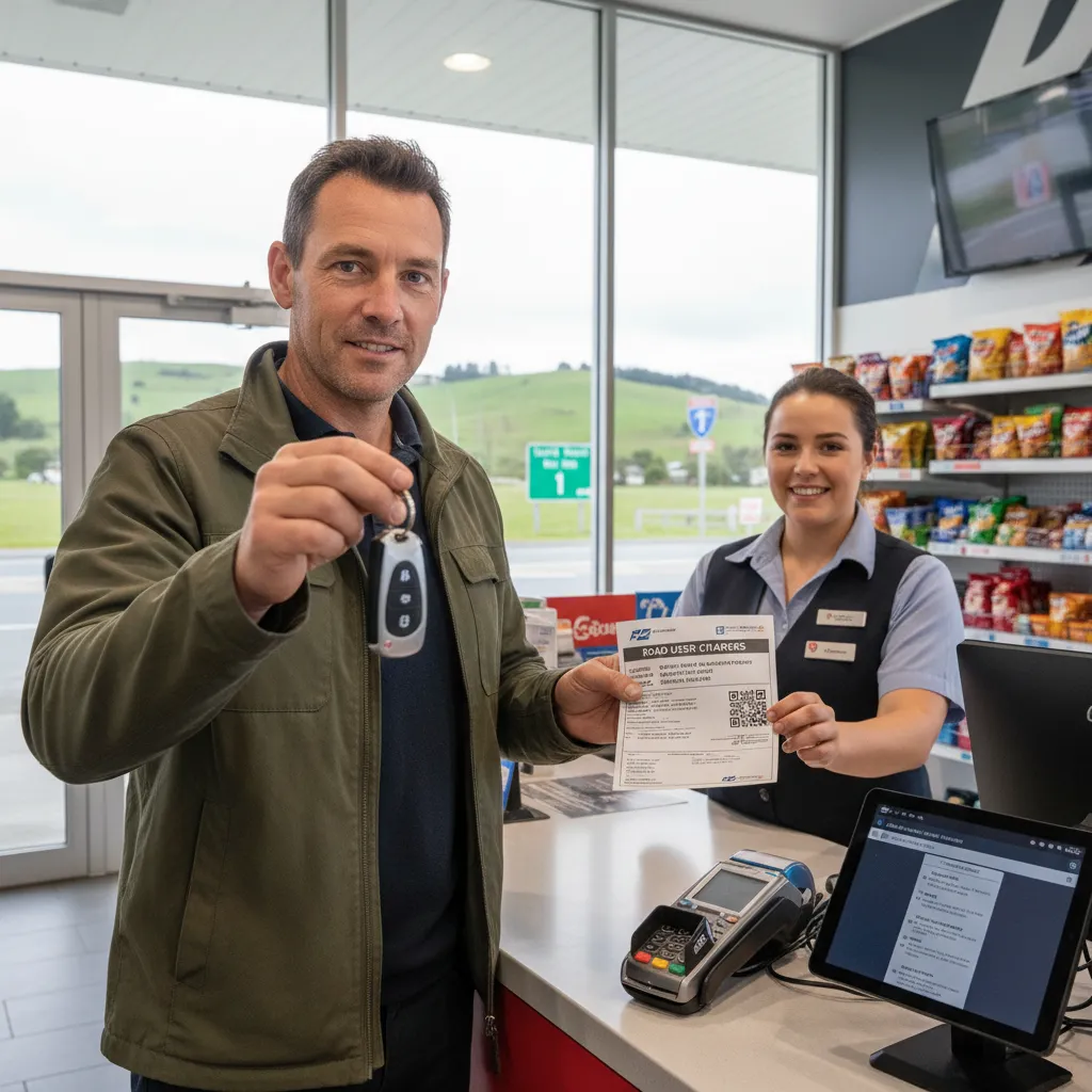 Driver purchasing Road User Charges in NZ