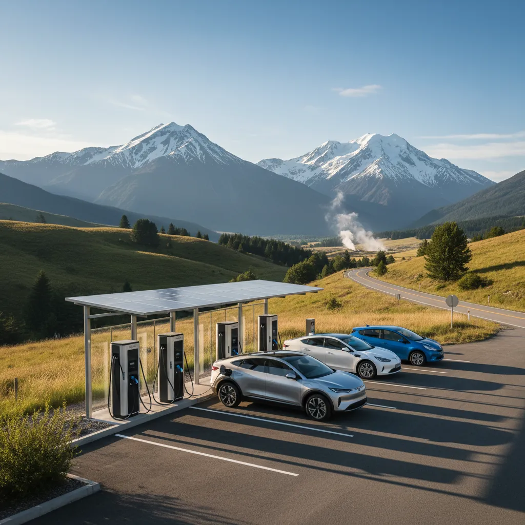 EV charging station in scenic New Zealand