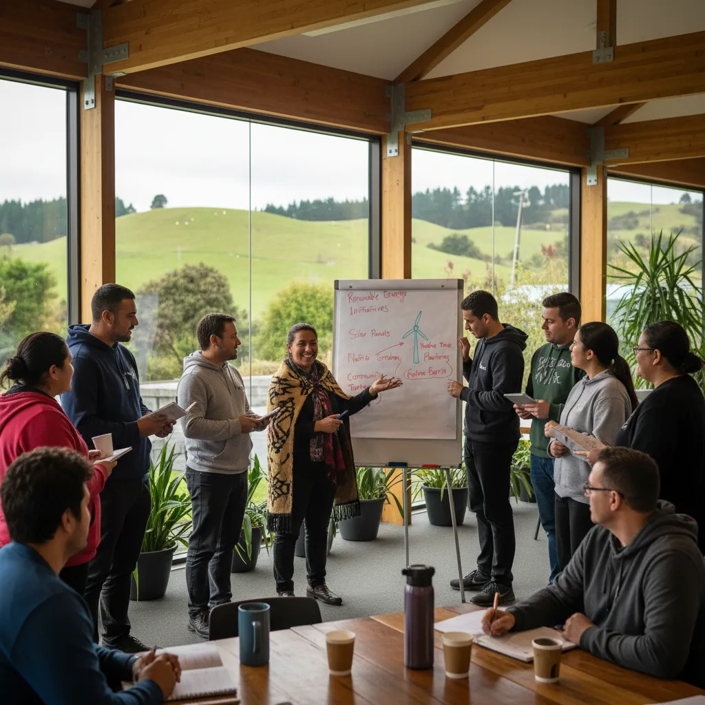 Community group planning climate action projects in New Zealand
