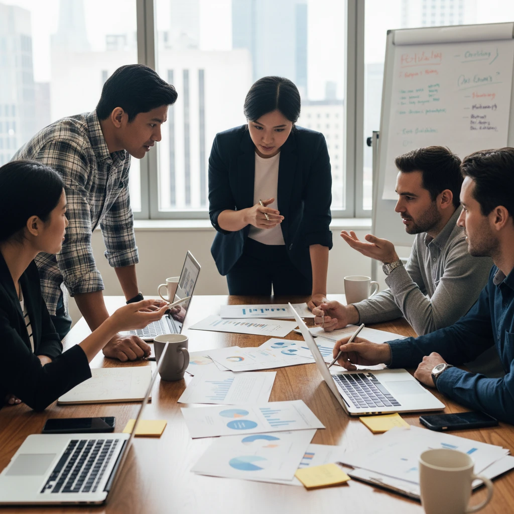 Team collaborating on a climate grant application proposal