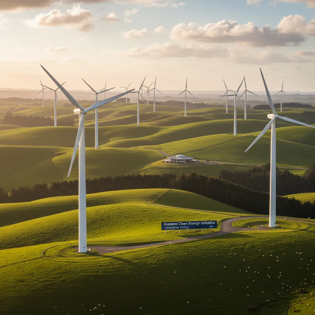 Wind turbines representing New Zealand Zero Carbon Act goals
