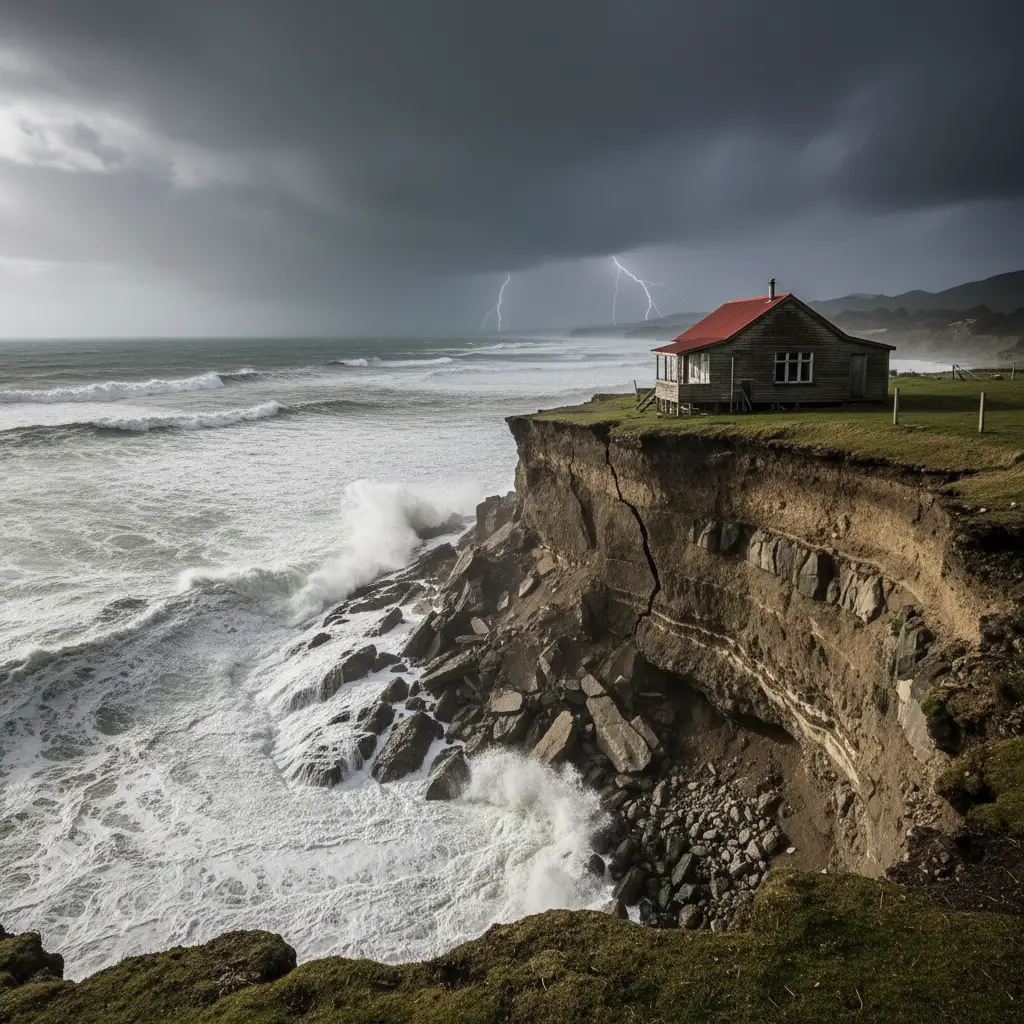 Coastal erosion threatening property in New Zealand