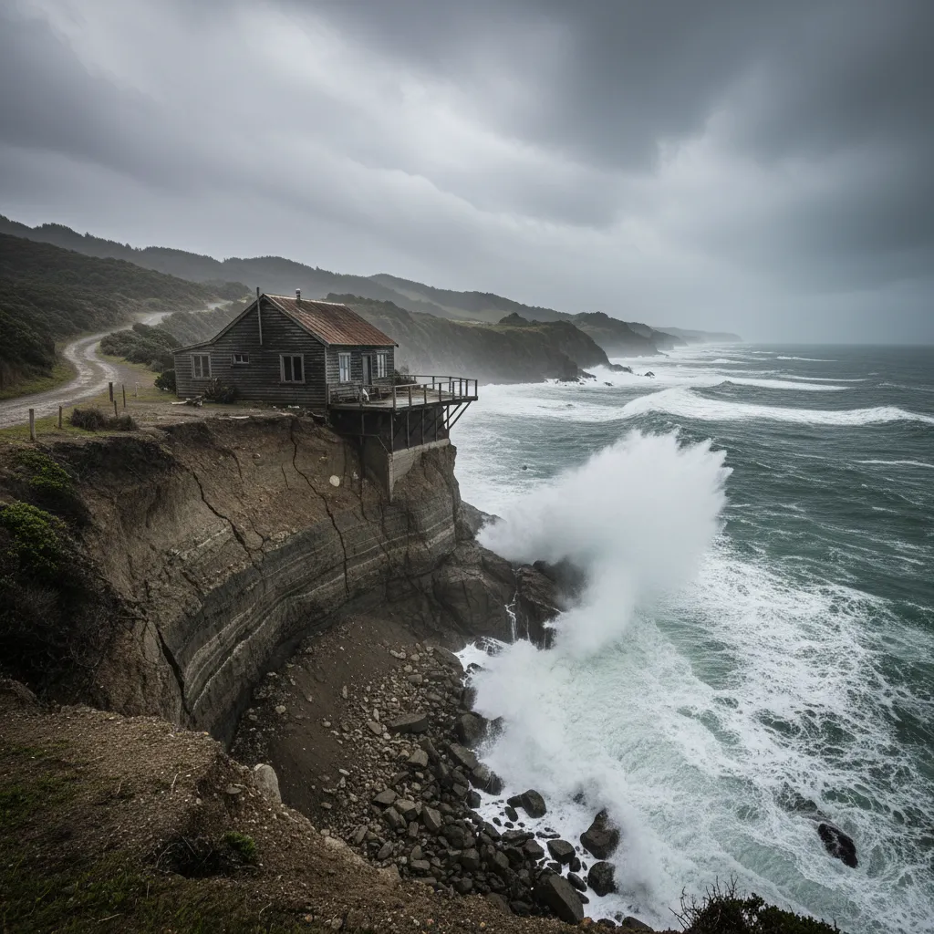 Coastal erosion threatening residential property in New Zealand